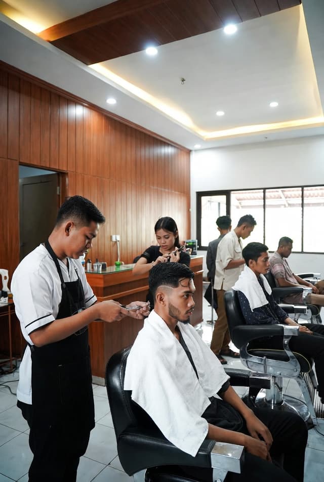 Barbershop yang ramai pelanggan