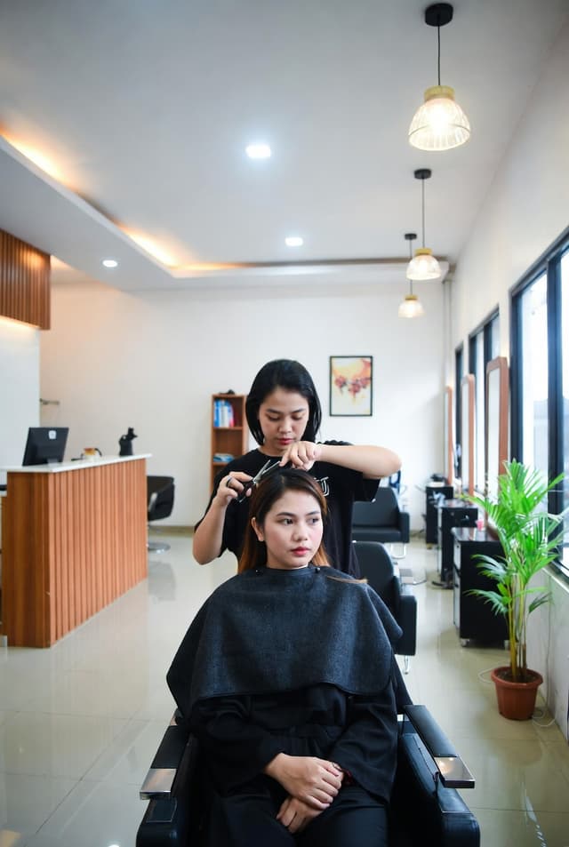 Salon with warm lighting